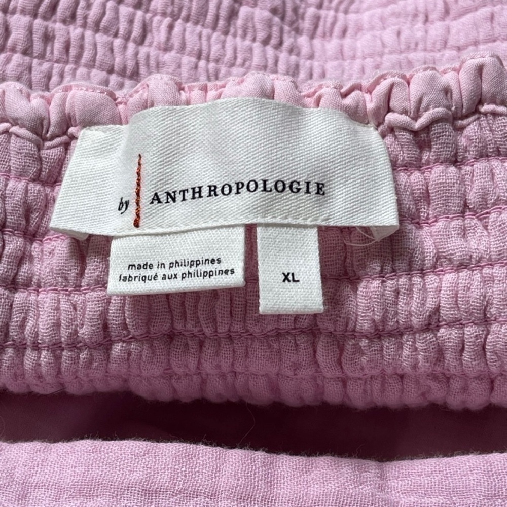 Anthropologie Smocked Tie Bow Back Tank Pink XL - Picture 9 of 9
